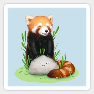 The famous red panda and stone (without background) Magnet